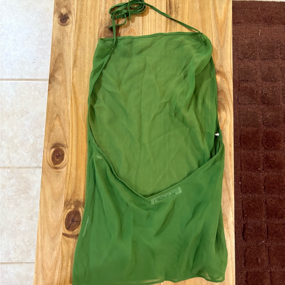 Venroy Vibrant Green Halter Top sheer summer backless - Picture 3 of 4